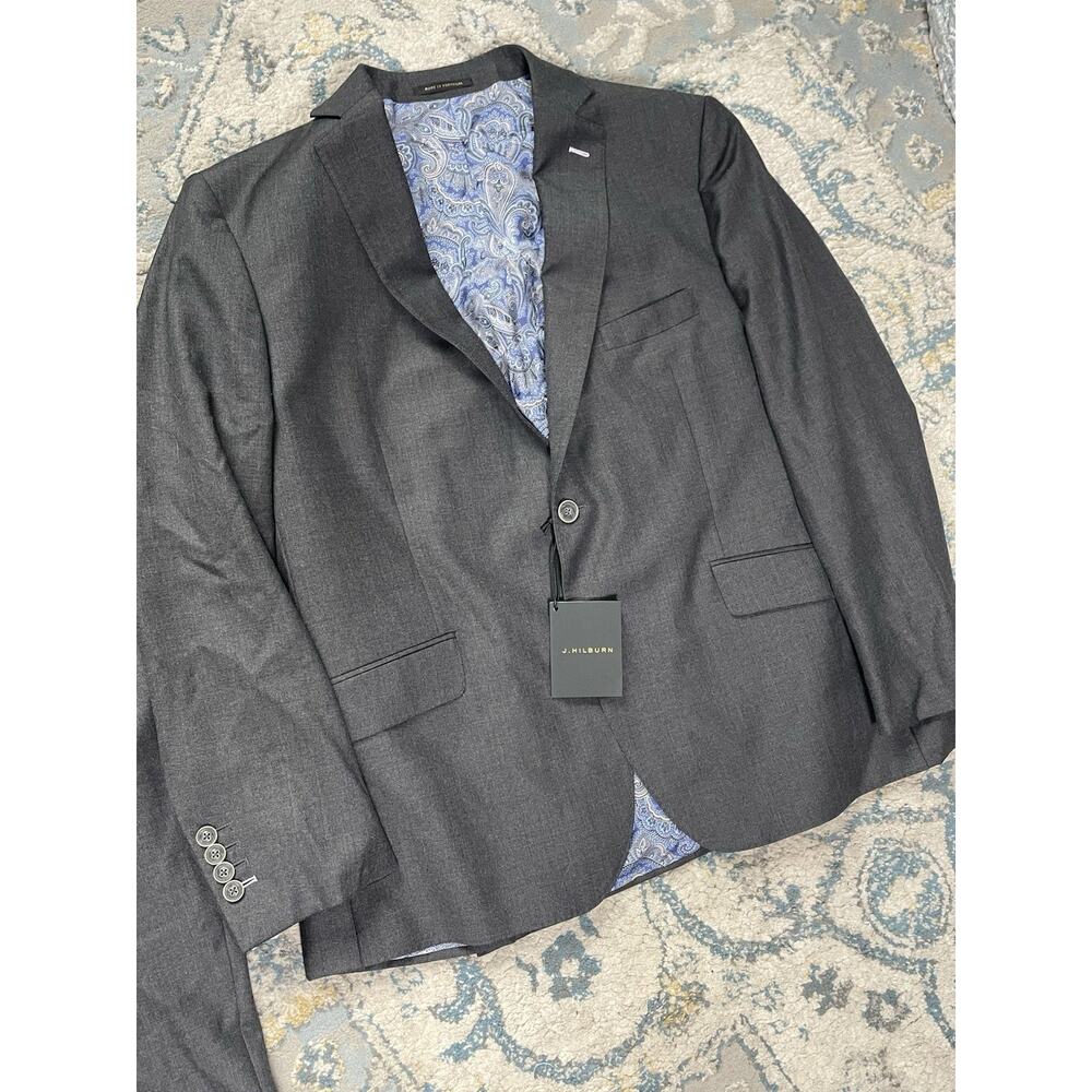 J. Hilburn Custom Tailored Suit Gray Wool Vitale Barberis 1663 40R - Picture 5 of 8